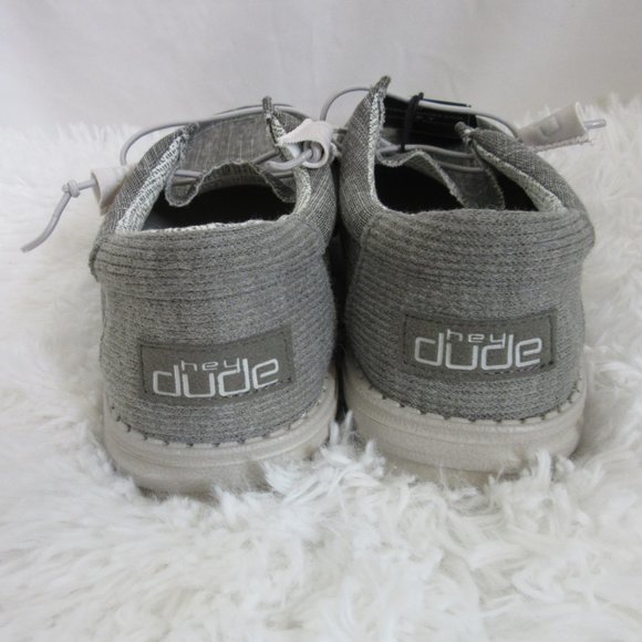 Hey Dude Wally Loafers Shoes Ash Gray Cross Hatch Size 9 NWT - Picture 3 of 10